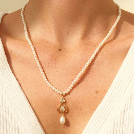 Pearl and crystal pendant necklace by Carousel Jewels