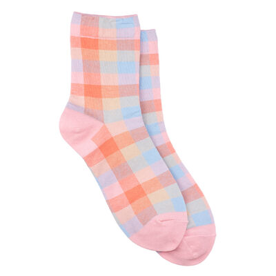Pink check socks