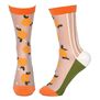 Orange floral sheer socks