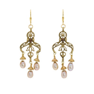Pearl chandelier drop earrings by Joli
