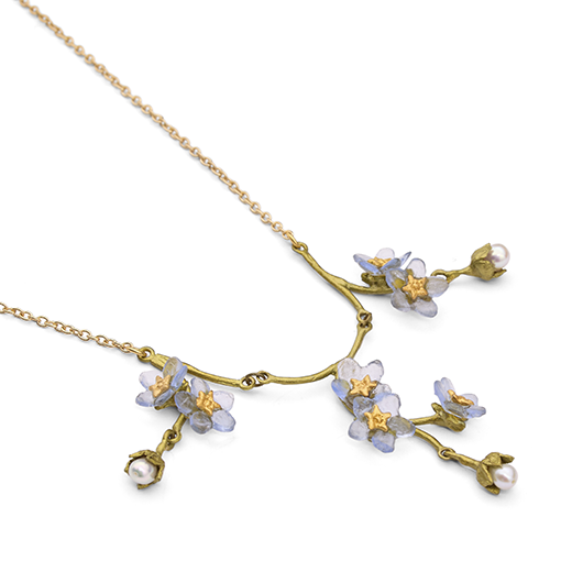 Forget-me-not pearl statement necklace by Michael Michaud