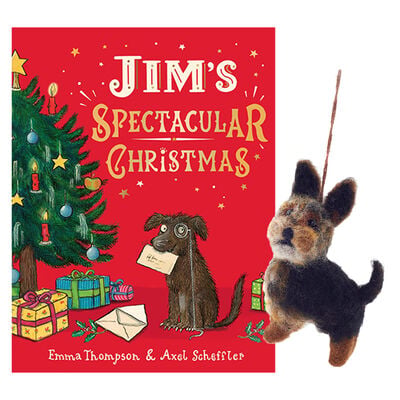 Jim's Spectacular Christmas book and Jim decoration