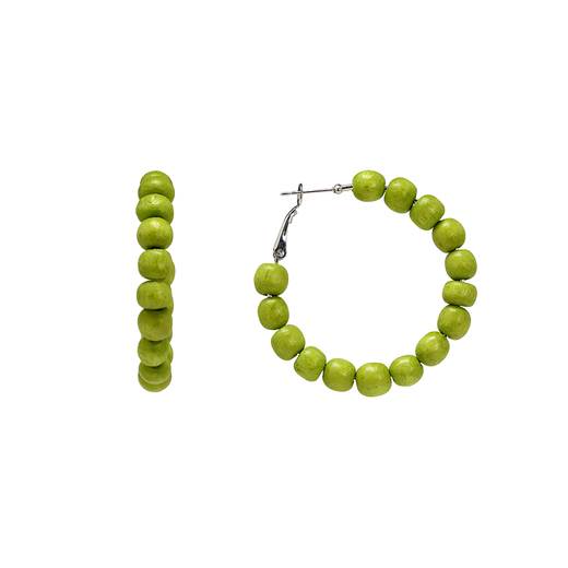 Green wooden beads earrings