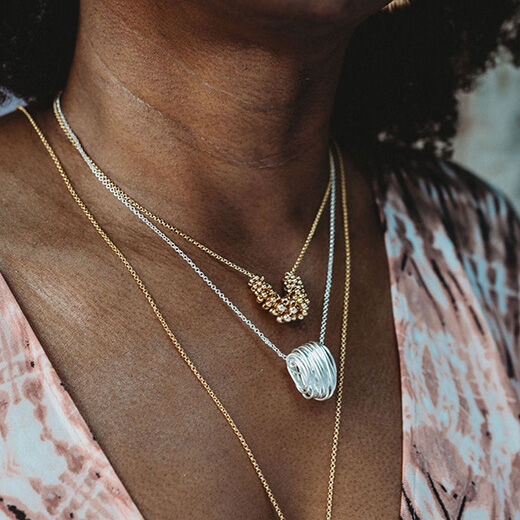 Silver wire wrapped Neptune necklace by Black & Sigi