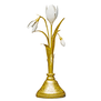 Hand-embossed metal candlestick with resin accents, in the form of a winter snowdrop 