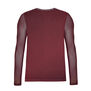 View of the back of a deep red David Bowie unisex mesh top.