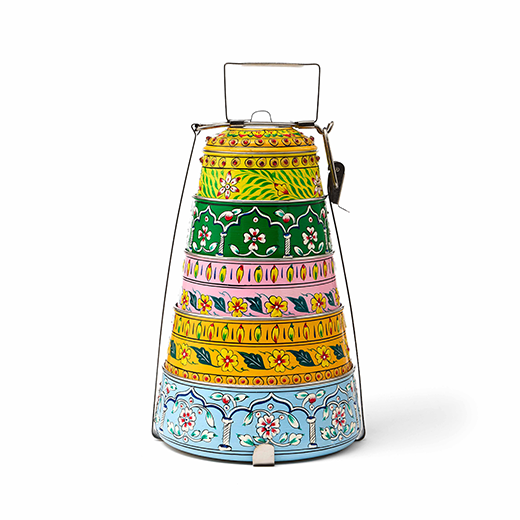 Decorative multicoloured tiffin set