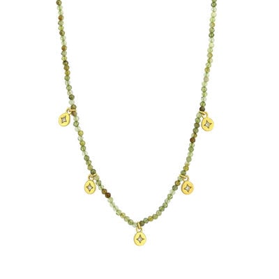 Green garnet charm necklace by Mounir