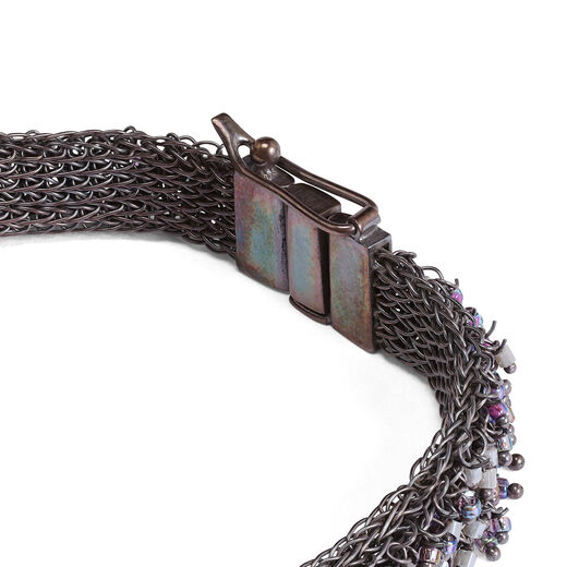 Silver and purple beaded bracelet by Milena Zu