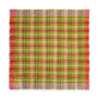 Madras check green and red wool square scarf