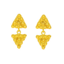 Gold triangle drop earrings by Ottoman Hands