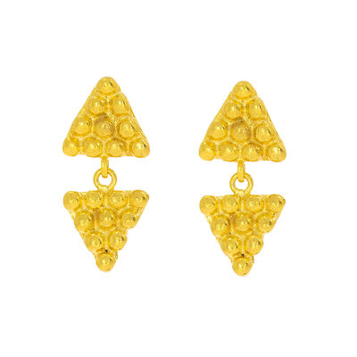 Gold triangle drop earrings by Ottoman Hands