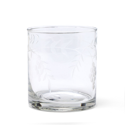 Etched recycled glass tumbler