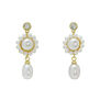 Pearl charm drop earrings by Margaux Studios