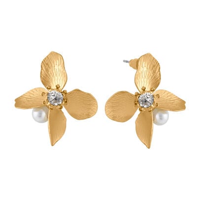 Golden hydrangea stud earrings