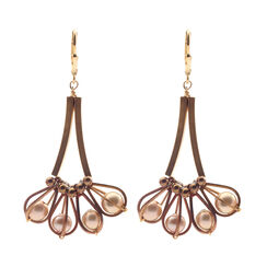 Champagne pearl deco hook earrings by Joli