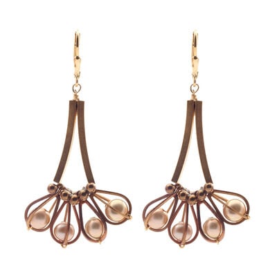 Champagne pearl deco hook earrings by Joli
