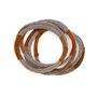 A set of six bracelets in contrasting bronze and silver tones.