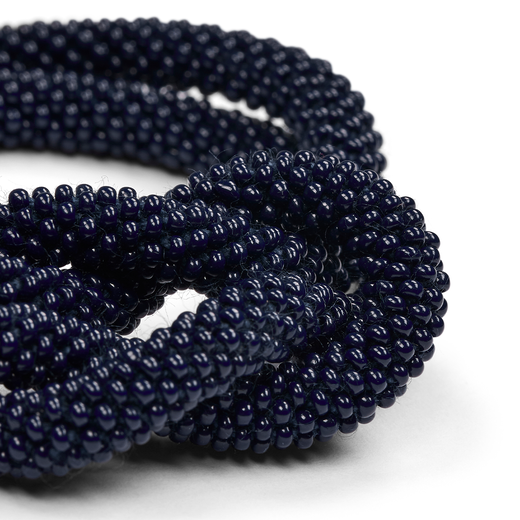 Dark blue glass bead knot bracelet