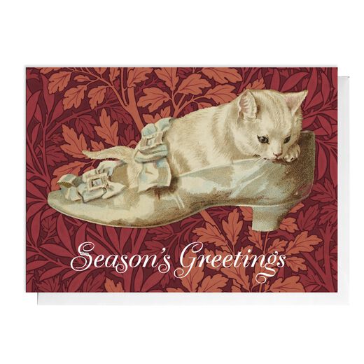 Victorian kitten in a shoe Christmas cards (pack of 8)