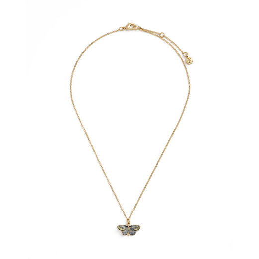 Blue enamel butterfly necklace by Fable England