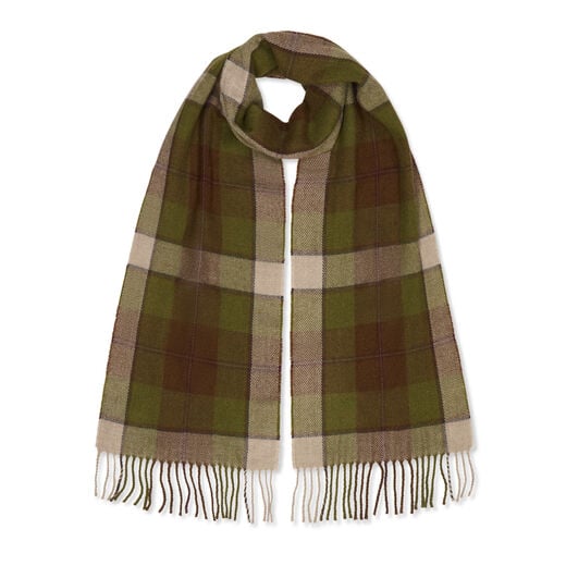 Earthy plaid merino lambswool scarf