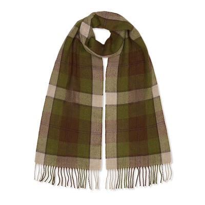 Earthy plaid merino lambswool scarf