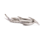 The back of a silver leaf-shaped brooch.