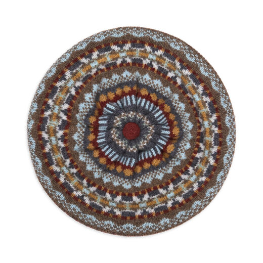 Grey and brown wool beret