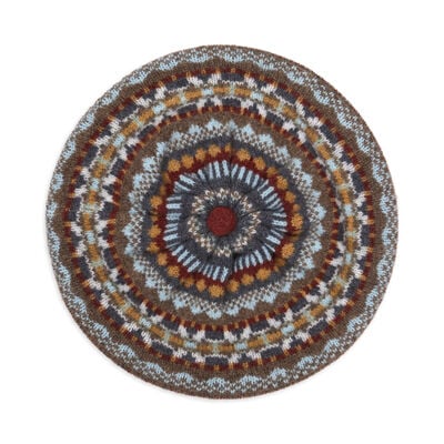 Grey and brown wool beret