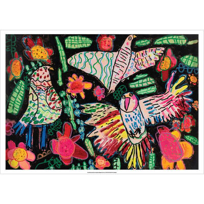 Fun Birds That Flew to Spain A2 print