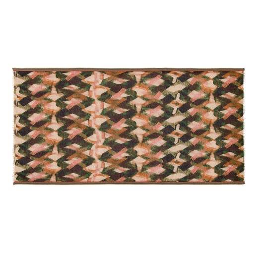 Pink and brown diamond wool square scarf