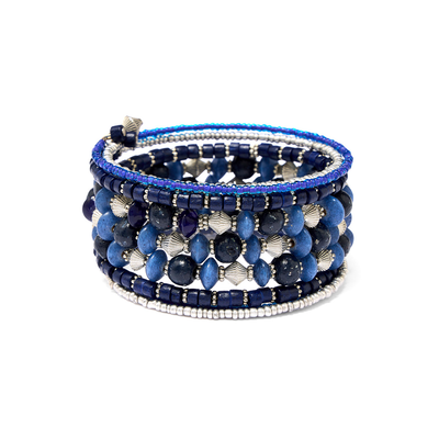 Blue cuff spiral bracelet