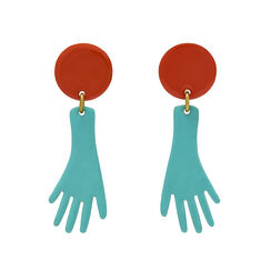 Blue hand brass earrings by Sibilia
