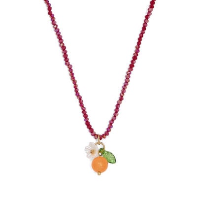 Tangerine glass beaded necklace