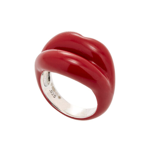 Classic red Hotlips ring by Solange - small