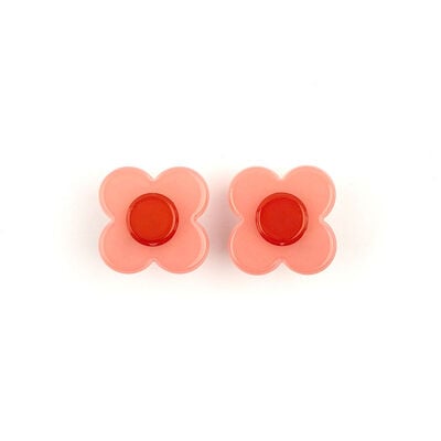 Peach retro floral earrings