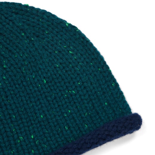 Teal organic cashmere beanie