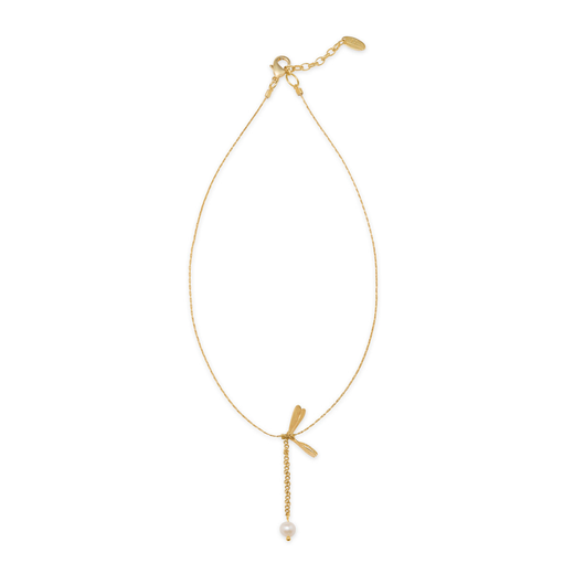 Dragonfly pearl drop necklace by Fotini Liami