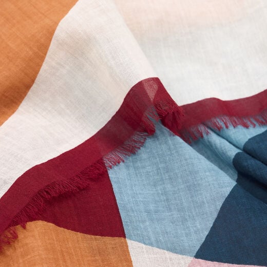 Blue and pink abstract scarf