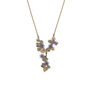 Glass and hand painted bronze necklace featuring a waterlily design