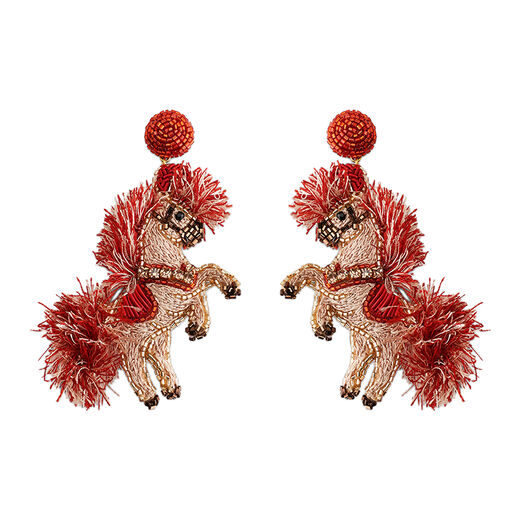 Horse beadwork earrings by Olivia Dar