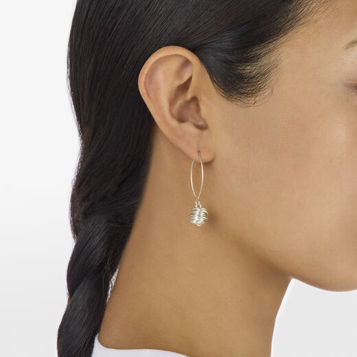 Silver wire wrapped Asteria drop earrings by Black & Sigi