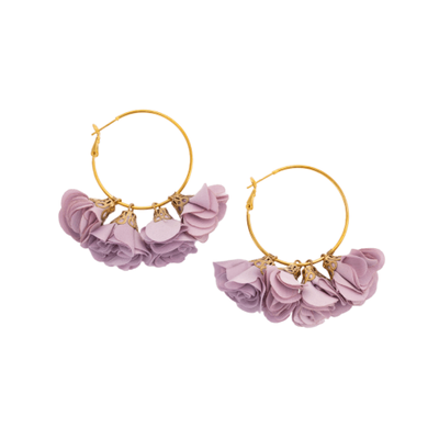 Pink ruffle fabric earrings