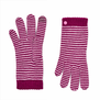 A pair of gloves with a fuchsia and light pink srtiped pattern.