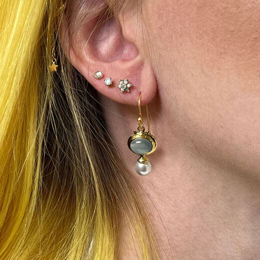 Pearl and chalcedony earrings by Mirabelle