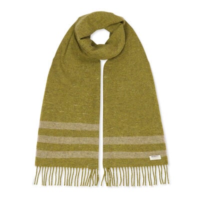 Olive stripe recycled merino wool scarf