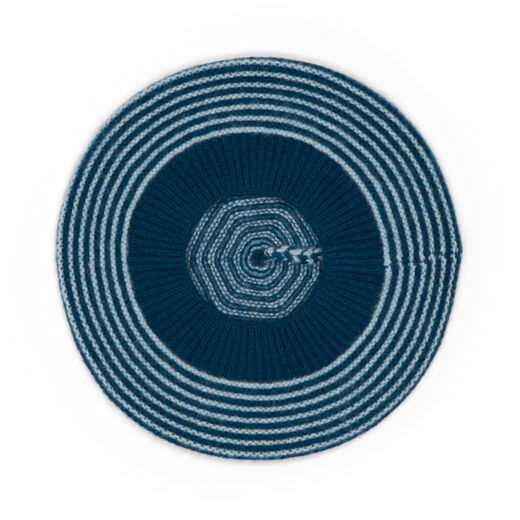 Navy striped cashmere beret