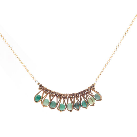 Chrysoprase fan necklace by Joli
