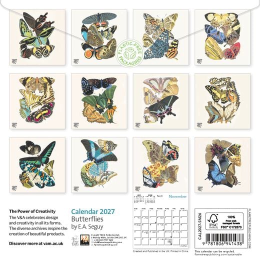 Butterflies 2027 mini calendar